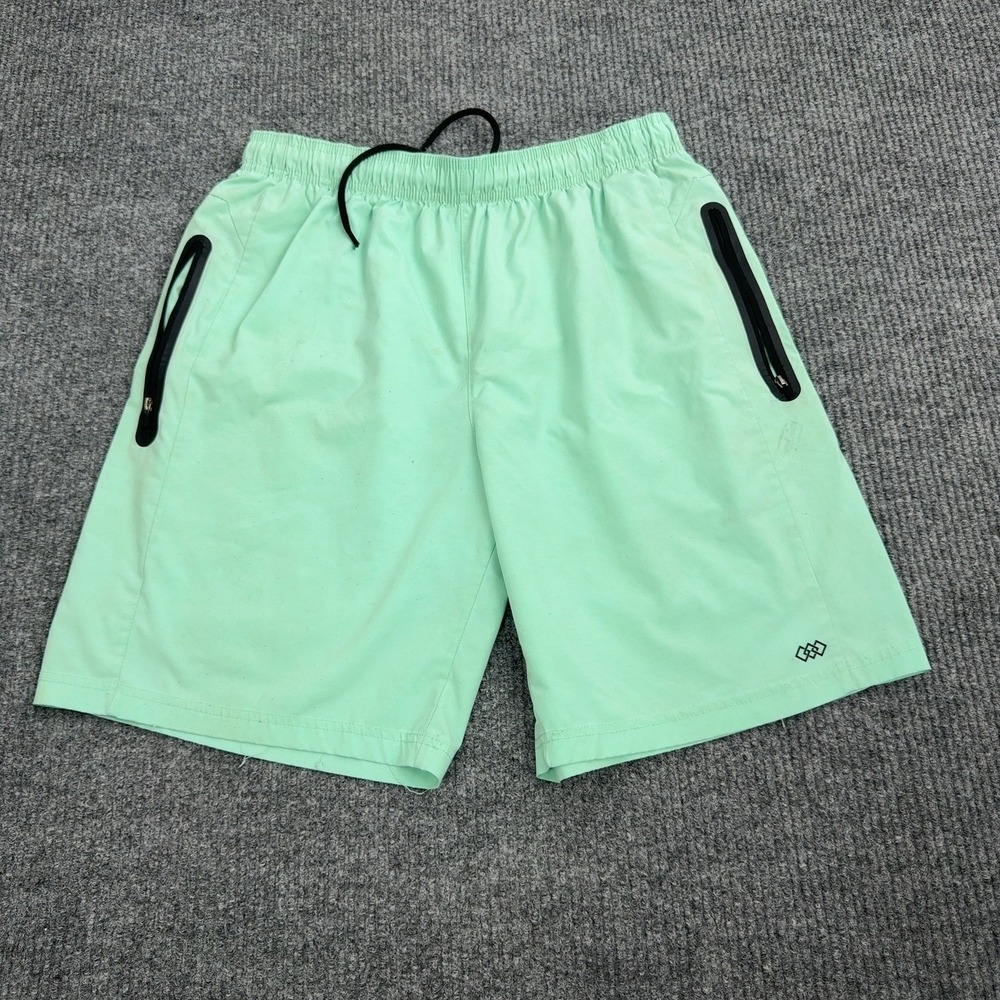 Legend Shorts Mens M Mint Green Polyester Blend Zipper Pockets Athletic Gym‎
